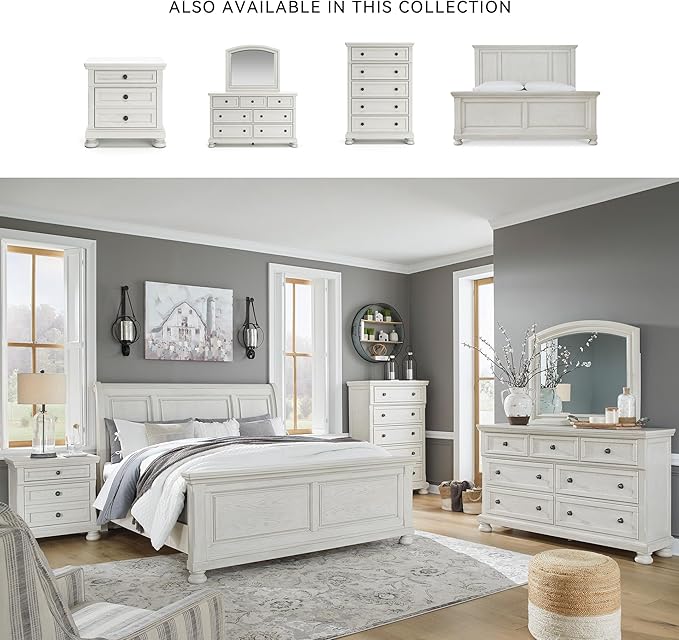 Signature Design by Ashley Robbinsdale Traditional 5 Drawer Chest, Antique White