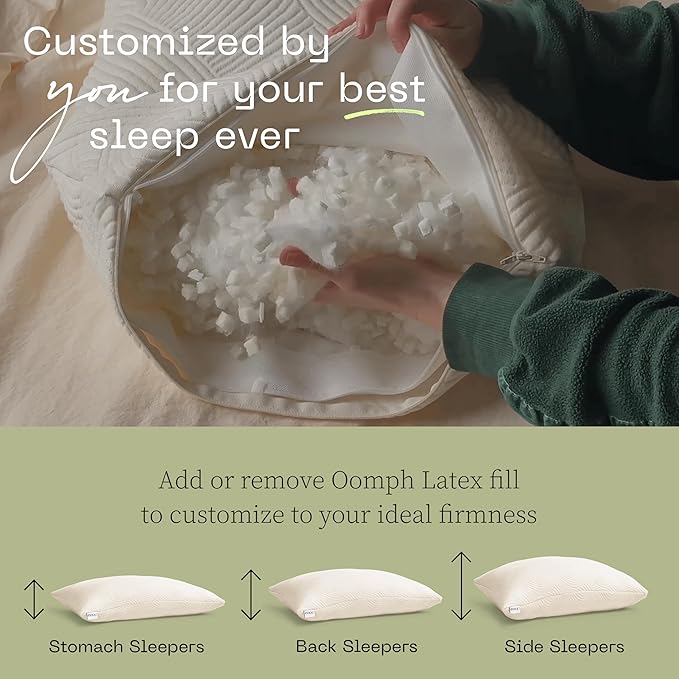 Coop Home Goods Adjustable Latex Pillow King, with Talalay Latex & Microfiber Fill, Best Pillows for Sleeping, Naturally Cooling, Eco-Friendly, Medium Firm Pillow for Back, Stomach or Side Sleepers