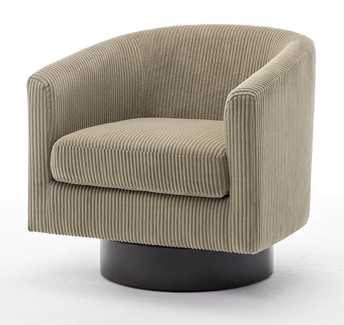UIXE Swivel Accent Chair, Upholstered Corduroy Barrel Chair for Living Room, Small Single Sofa Bedroom Reading Seat, Set of 4, Camel