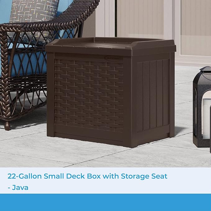 Suncast 22 Gallon Small Resin Storage Seat, Java, SSW600J