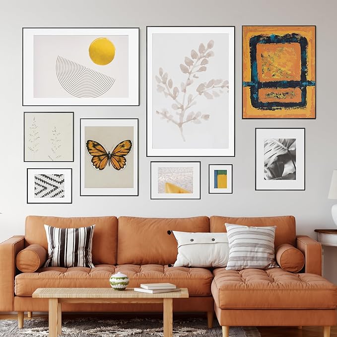 11x17 Metal Picture Frame for Wall With Mat for 8x12, 11''x17'' Aluminum Photo Frames With Tempered Glass for Home Decor, Minimalist Modern Poster Frame Horizontal And Vertical Formats, Black