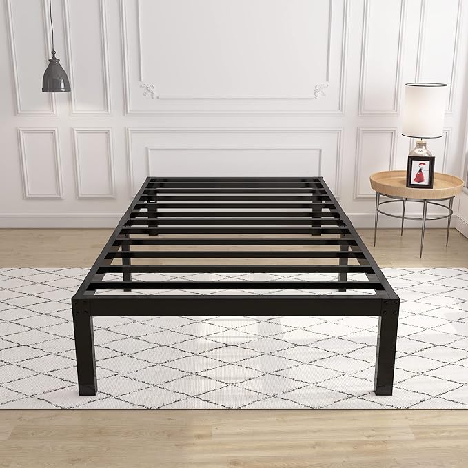 14 Inch 4000lbs Heavy Duty Support Basic Bed Frame/Mattress Foundation/Box Spring Replacement/Steel Slat Platform/Easy to Assemble/with Storage/Noise Free, Twin XL