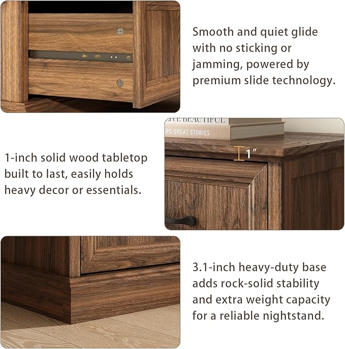 Farmhouse 9 Drawer Dresser for Bedroom, 55 Inch Wide Modern Walnut Dresser TV Stand with Large Drawers & Bar Handles, Rustic Wood Chest of Drawers for Bedroom, Living Room, Hallway, Entryway.