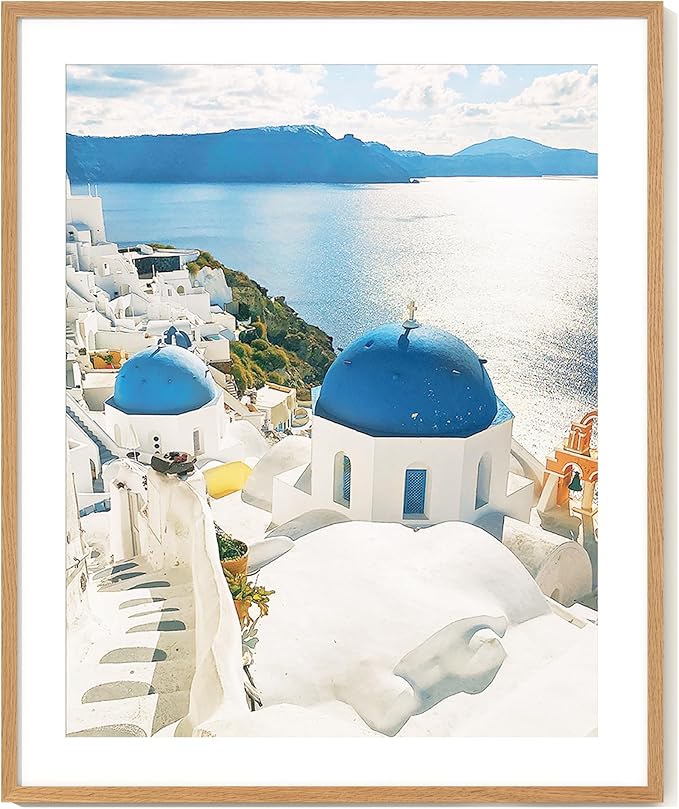 Axeman 28x34 Frame | Solid Oak Wood 28x34 Poster Frame With Mat for 24x30 | 34x28 Wood Picture Frame | Tempered Glass and Hanging Hardware Included Home Wall Decor Art Hanging Frame | Natural