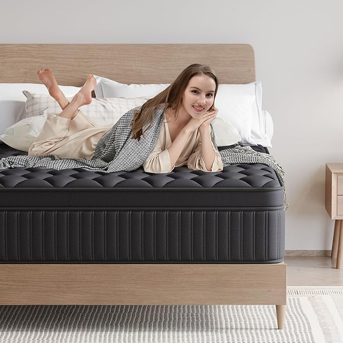 Twin Mattress, 14 Inch Twin Medium Firm Hybrid Mattress in a Box, Individual Pocket Spring for Pressure Relief & Motion Isolation, Reinforced Edge Support, CertiPUR-US Certified