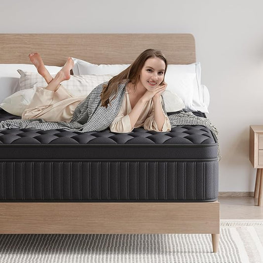 Twin Mattress, 12 Inch Twin Medium Firm Hybrid Mattress in a Box, Individual Pocket Spring for Pressure Relief & Motion Isolation, Reinforced Edge Support, CertiPUR-US Certified