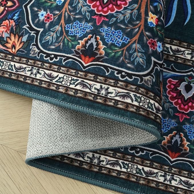 Indoor Door Mat 2x3 Rug Vibrant Tree of Life-Patterned Vintage Machine Washable Small Area Rug Non-Slip Low Pile Throw Rugs for Entryway Kitchen Front Door Entrance Entry Kids Room, Green