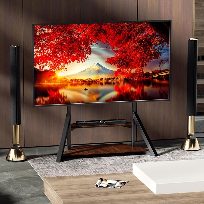 unho Large Mobile TV Floor Stand with Wheels for 65 75 85 86 90 100 inch TVs, Heavy Duty Rolling TV Mount Cart with Television Stands for Living Room Entertainment Max VESA 800x600mm, Up to 220 lbs