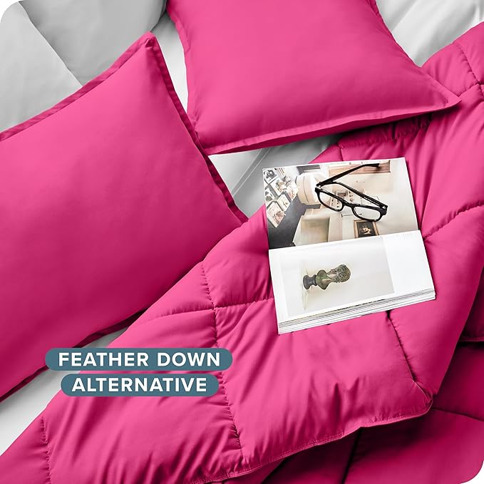 Bare Home Comforter Set - Full Size - Ultra-Soft - Goose Down Alternative - Premium 1800 Series - All Season Warmth (Full, Pink)