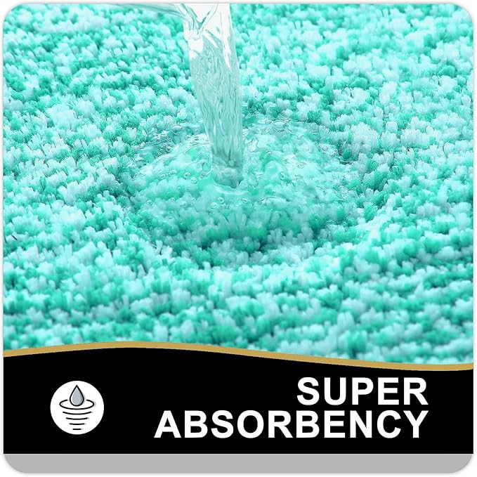OLANLY Bathroom Rugs 47x24, Extra Soft and Absorbent Microfiber Bath Mat, Non-Slip, Machine Washable, Quick Dry Shaggy Bath Carpet, Suitable for Bathroom Floor, Tub, Shower (Runner, Green)