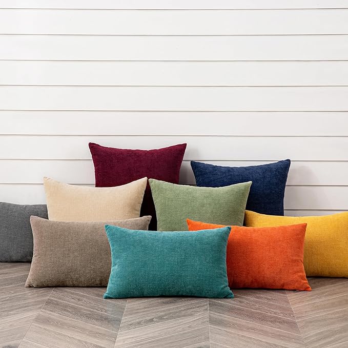 GAWAMAY Decorative Throw Pillow Covers 16x16 Inch Set of 2, Super Soft Chenille Square Pillows Farmhouse Fall Pillowcase for Living Room Bedroom Sofa Couch Cushion Cover Taupe Grey 40x40cm