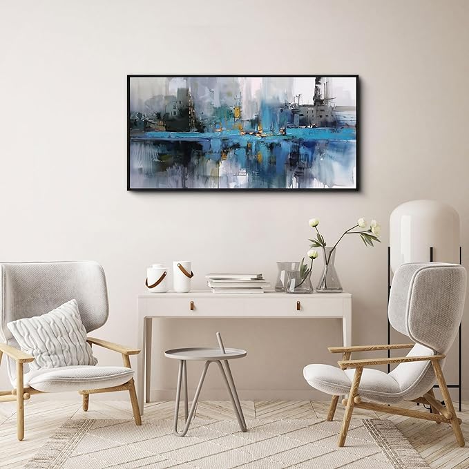 yiijeah Living Room Wall Art - Large Picture Wall Decor for Bedroom Canvas Frame Abstract Grey Modern Farmhouse Paintings Wall Hangings for Home Decorations