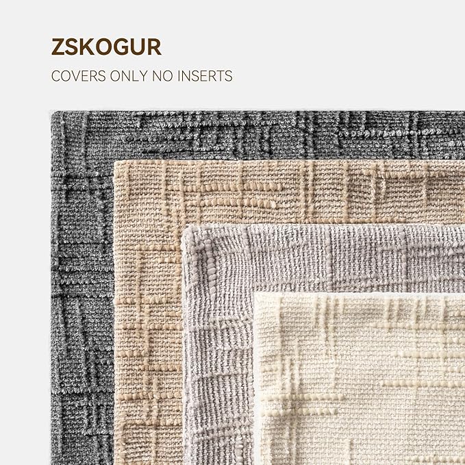 Decorative Throw Pillow Covers 20x20 Inch Set of 4, Soft Solid Farmhouse Chenille Couch Pillows, Spring Pillow Covers for Couch Sofa Bed Living Room Home Decor Pillowcase, Light Colors