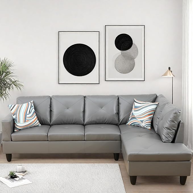 L Shaped Couch, Modular Sectional Sofa with Chaise, Modern Modular Sofas Furniture Sofa Couches for Living Room/Apartment/Office/Bedroom, Dark Grey