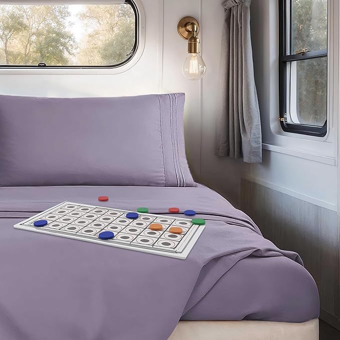 Clara Clark Bed Sheets, Premier 1800 Series 4 Piece RV Queen Sheet Set, Luxury Soft Sheets for RV Bunks, Short Queen - Grayish Purple