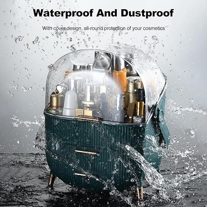 Ergocar Cosmetics Organizer Make Up Case Dustproof Cosmetic Storage Box, Cosmetics Skin Care Products Multi-Function Jewelry Organizer Case - white-1