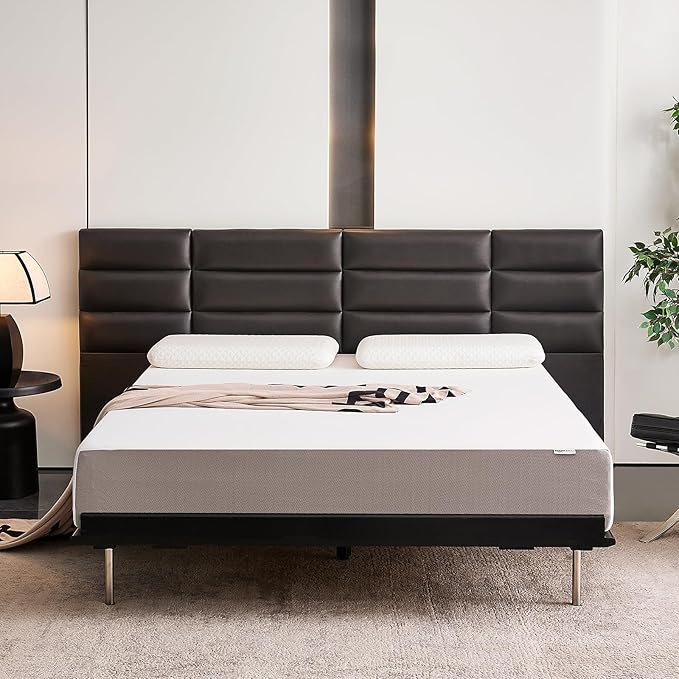 Amazon Basics Memory Foam Mattress, Medium Firm, 10 Inch, King, White/Grey