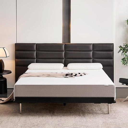 Amazon Basics Memory Foam Mattress, Medium Firm, 10 Inch, King, White/Grey