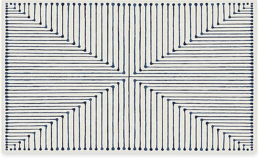 RUGGABLE x Jonathan Adler Machine Washable Modern Area Rug – Inkdrop Slate Blue 3x5, Stain-Resistant, Non-Slip – Small Rugs for Living Room, Bedroom, Hallway, Entryway & Office–with Cushioned Pad