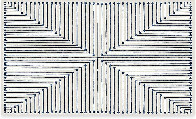 RUGGABLE x Jonathan Adler Machine Washable Modern Area Rug – Inkdrop Slate Blue 3x5, Stain-Resistant, Non-Slip – Small Rugs for Living Room, Bedroom, Hallway, Entryway & Office–with Standard Pad