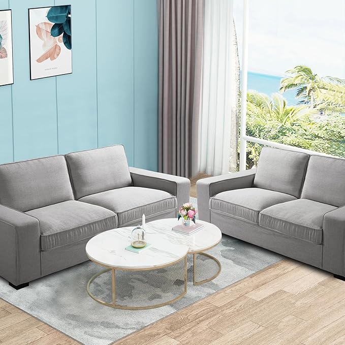 EASELAND 89" Modern Sofa Couch for Living Room, Chenille Sofa Couch with Wide Armrest,3 Seater Deep Seats Sofa Couch with Removable Cover Easy to Install(Grey)
