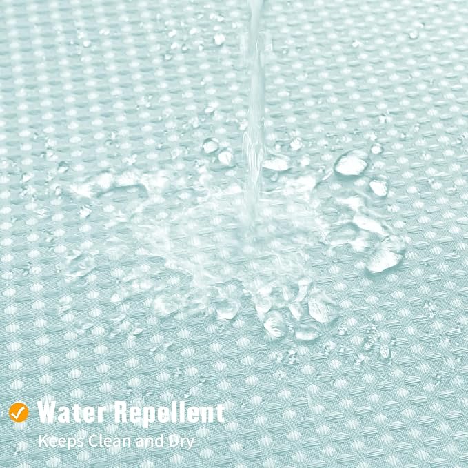 MitoVilla No Hooks Needed Turquoise Extra Long Shower Curtain Set with Snap-in Liner, Teal 86 inch XL Heavyweight Waffle Fabric Cloth Shower Curtains for Modern Luxury Hotel & Spa Bathroom Decor