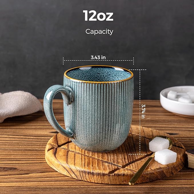 GBHOME Ceramic Coffee Mugs Set of 6, 12oz Handmade Ceramic Coffee Mugs Set with Gradient color for Latte/Tea/Beer/Hot Cocoa, Dishwasher & Microwave Safe