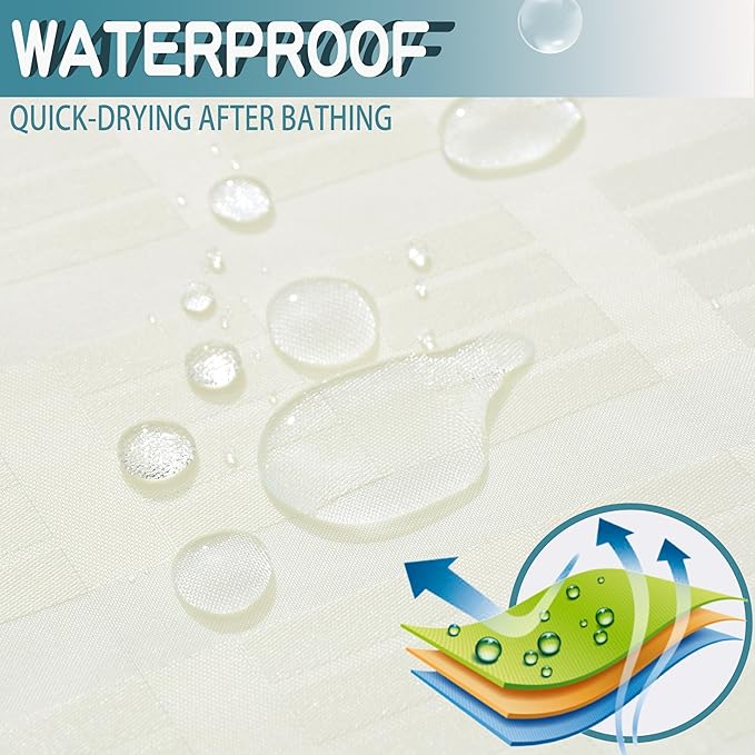 Conbo Mio Stall No Hook Shower Curtain with Snap in Liner Set, Hotel Luxury Beige Shower Curtains for Bathroom with See Through Top Window, Waterproof, Washable 36W x 74H