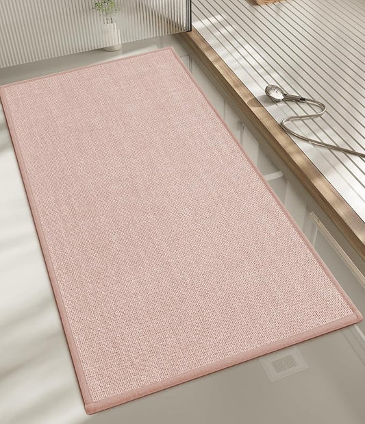 chakme Bathroom Rugs Mat 47x17, Ultra Thin Non Slip Bath Mat Runner Quick Dry Absorbent Bath Mat for Bathroom Floor, (Pink, 47"x17")
