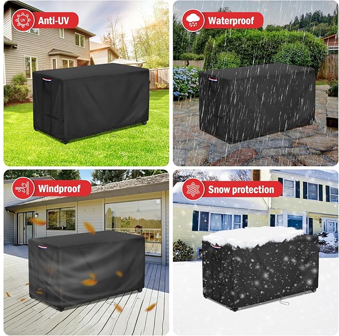 Youlvy Fire Pit Cover Rectangular 56 Inch - Waterproof Outdoor Fire Table Cover Rectangle Heavy Duty, 600D Patio Propane Gas Firepit Cover Rectangular Tear Weather Resistant - 56 x 25 x 14 Inch