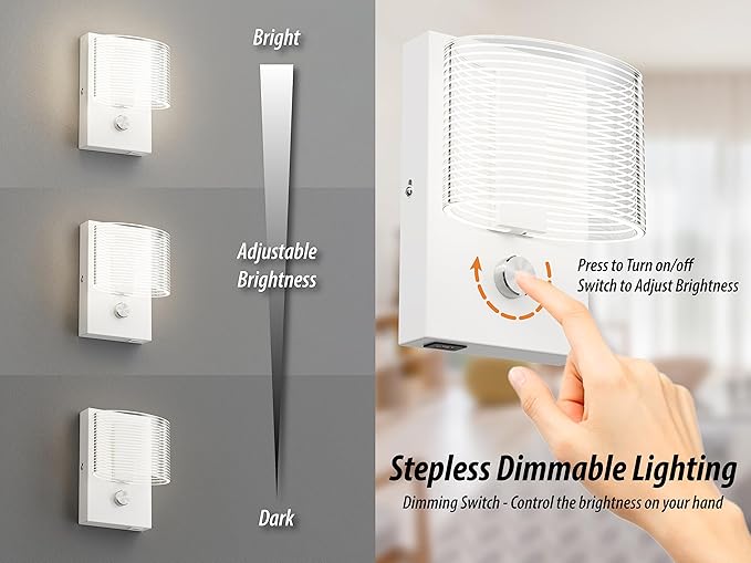 URSOLA Wall Sconce LED Wall Lamp with Dimmer Switch and USB Charging Port Oval Linear Sleek Lampshade 110 Volt Hardwired Wall Light 4000K Sconces Wall Lighting (White)