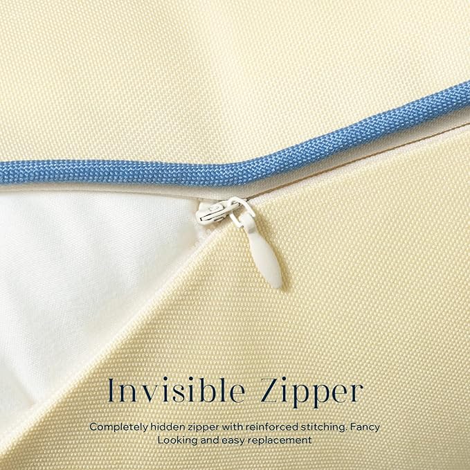 Phantoscope Pack of 2 Outdoor Waterproof Throw Pillow Covers with Contrast Piping, Decorative Square Cushion Case Patio Pillows for Couch Tent Sunbrella, Butter Yellow 18x18 inches