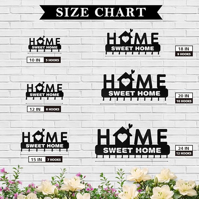 Personalized Sweet Home Key Rack, Custom Name Metal Key Holder Wall Mount, Coat Rack, Entryway Decor, Housewarming Gift