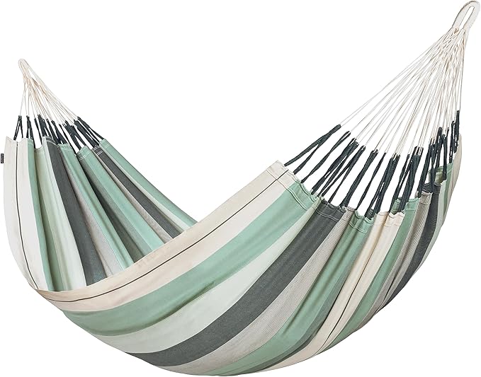 LA SIESTA Modesta Organic Cotton Hammock - Indoor/Outdoor Hammock for Bedroom, Backyard, Porch, Patio & Tree - Extra Large, 2 Person, Max 440 Lbs, Olive