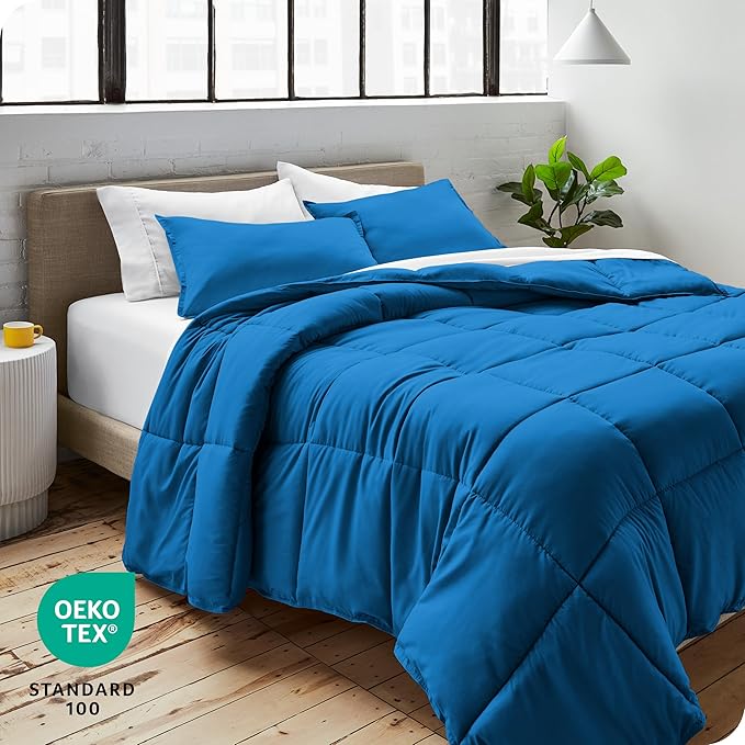 Bare Home Comforter Set - Twin/Twin Extra Long Size - Ultra-Soft - Goose Down Alternative - Premium 1800 Series - All Season Warmth (Twin/Twin XL, Medium Blue)