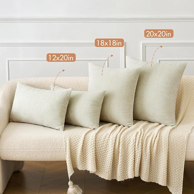 MIULEE Pack of 2 Cream Throw Pillow Covers 18x18 Inch Natural Soft Pillow Covers for Sofa Living Room Couch Solid Dyed Cases