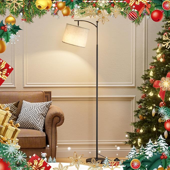 60" Floor Lamps with Remote Control & Bulb, Colors Temperature & Brightness Adjustable, Gray Shade & Black Pole