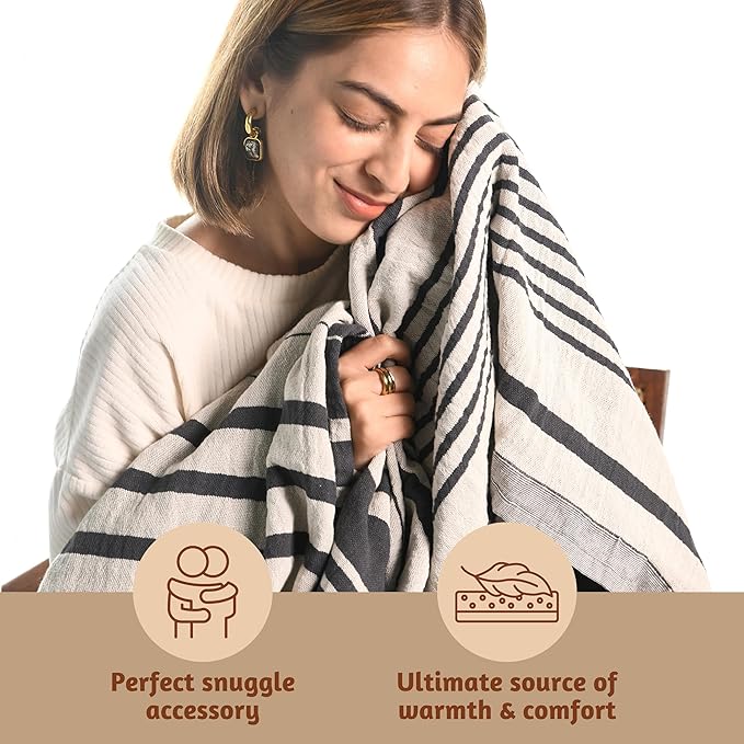 Folkulture Throw Blanket for Couch 50" x 60", 100% Recycled Cotton Couch Blanket and Throws for Chair, Soft Throw Blanket for Bed or Bed Throws for Sofa, Boho Throw Blankets