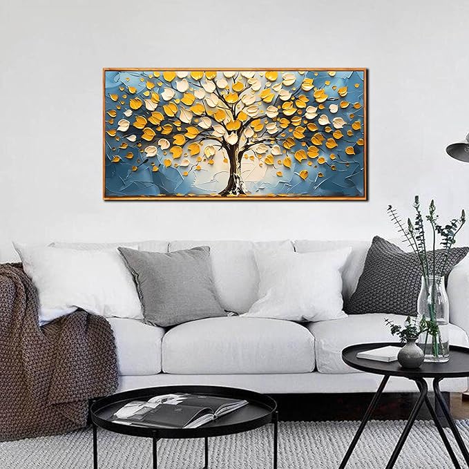 Tree Canvas Wall Art for Living Room - Modern Pictures Wall Art for Office - Wooden Framed Wall Art for Bedroom Size 20" x 40"