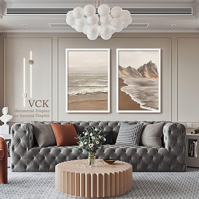 VCK 27x40 Solid Wood Poster Frames Set of 2, Exclusive Woodgrain Frame, Wall Gallery Picture Frame - White