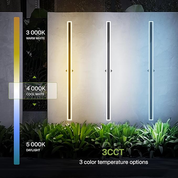 ASD LED 72" Long Wall Mount Light Fixture, Outdoor & Indoor Linear Sconce | 3CCT, Dimmable, Waterproof, Anti-Rust, ETL Listed | 40W 3200LM 3000-5000K 100-277V | Exterior Porch Lighting | Black