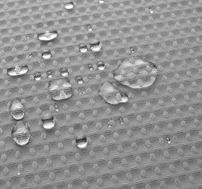 Waffle Weave Fabric Shower Curtain, Spa, Hotel Luxury, Gray Pique Pattern, 71 x 72 Inches Decorative Bathroom Curtain