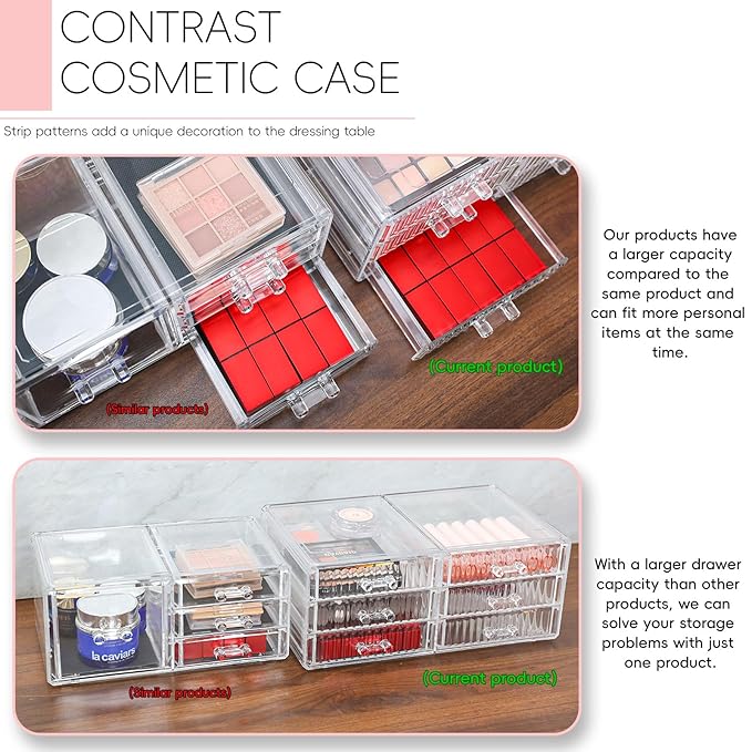 Cq acrylic Clear Plastic Makeup Organizer With 3 Drawers,Stackable Acrylic Drawers for Vanity Counter, Makeup Storage Organizer for Bathroom,Medicine,Accessory,Beauty Supplies Containers,Pack of 1