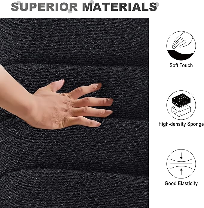 Get Set Style Modern Accent Single Sofa Chair with Arms,Tufted Boucle Upholstered Comfy Reading Arm Chair,Thick Seat Cushion Chair for Living Room Bedroom Study Studio Lounge, Black