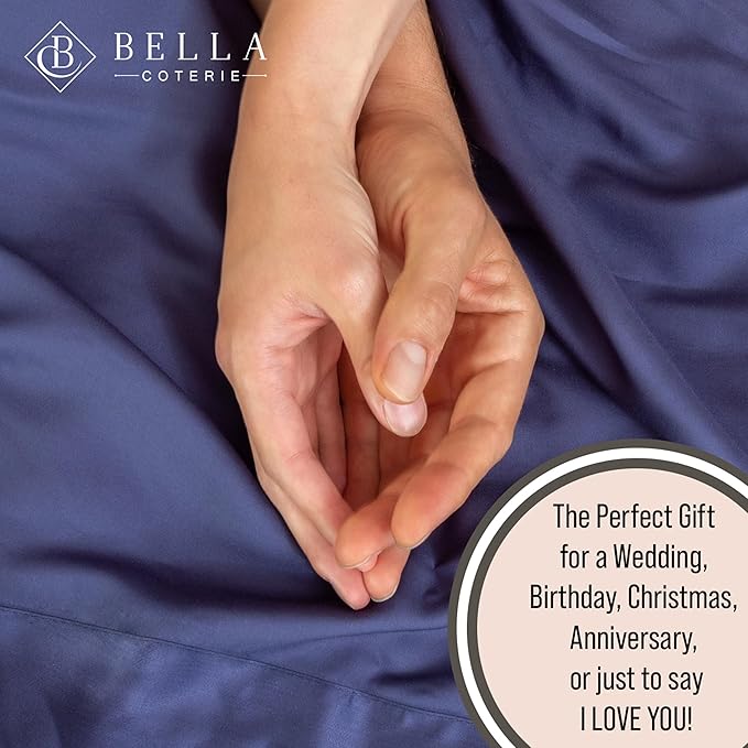 Bella Coterie Luxury Bamboo Viscose Split King Size Sheet Set | 100% Organically Grown | Ultra Soft | Cooling for Hot Sleepers | 18" Deep Pocket [Twilight Blue]