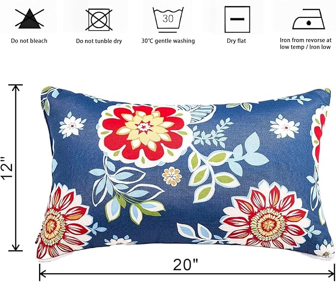 Outdoor Lumbar Pillows - Decorative Pillows with Insert Included Set of 2 Outdoor Pillows for Patio Furniture 12x20 Inch