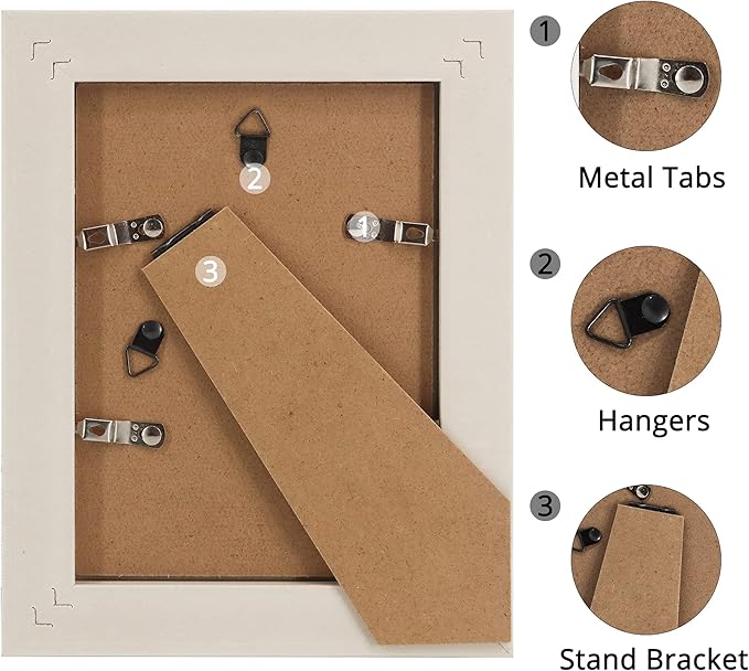 GraduationMall 5x7 Picture Frames, Real Glass, Display Photos for Wall or Tabletop, White with Gold Beads, 2-Pack