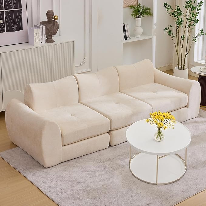 MAXMAXX 102" Modular Sectional Cloud Sofa,4-in-1 Folding Convertible Sofa Bed, Floor Boneless Couch, Modular Cushion Couch,Suitable for Living Room,Bedroom and Recreation Room (Beige)