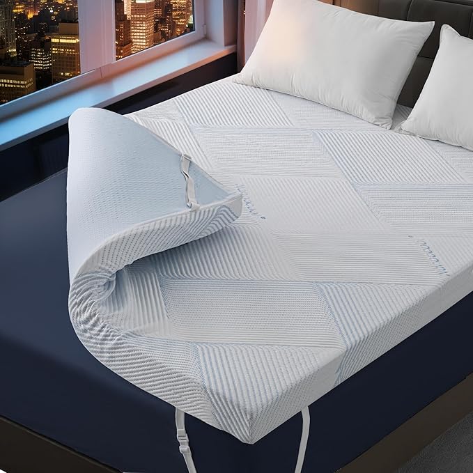 3 Inch King Size Gel Memory Foam Mattress Topper High Density Cooling Pad Pressure Relief Bed Topper with Removable & Washable Cover