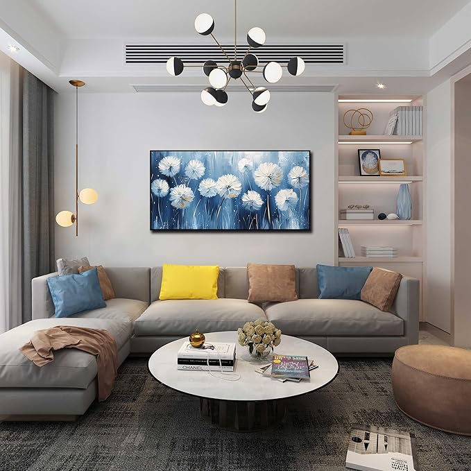 Dandelion Art Wall Decor -Flower Wall Art for Bedroom - Large Picture Frames for Wall Size 29"x 59"